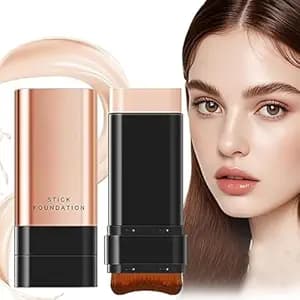 2 in 1 Korean Anti-Wrinkle Foudation Stick, Flawless Eraser Foundation stick with Brush, Double Head Face Make Up, Multi-Use Waterproof Traceless Long-Lasting Repair (pack of 1)