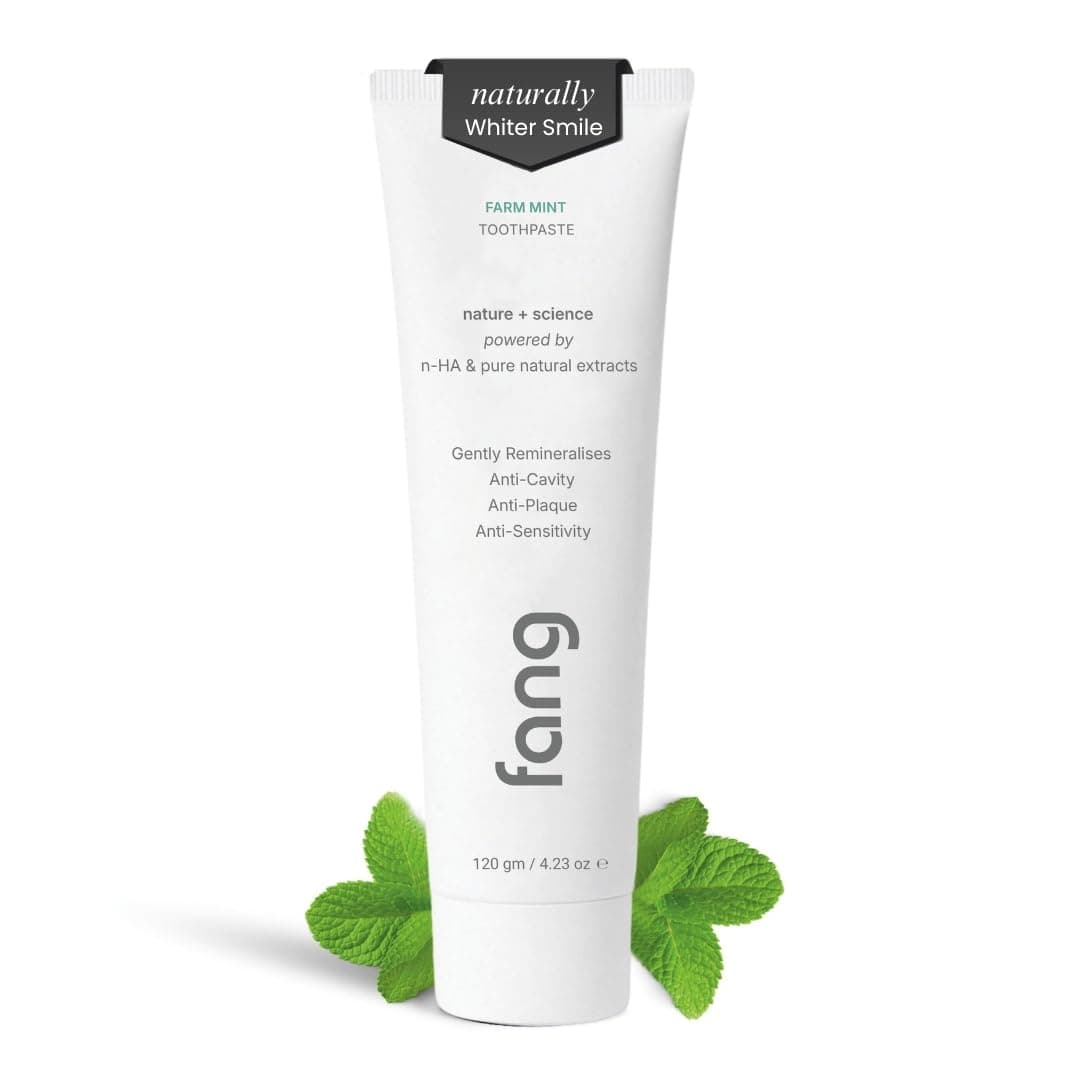 Fang Farm Mint Natural Toothpaste|Fluoride Free Hydroxyapatite|Teeth Whitening|Heals Sensitive Teeth|Fights Cavities,Gum Diseases & Bad Breath|SLS & Chemical Free|Organic, Vegan|120 grams(Pack of 1)