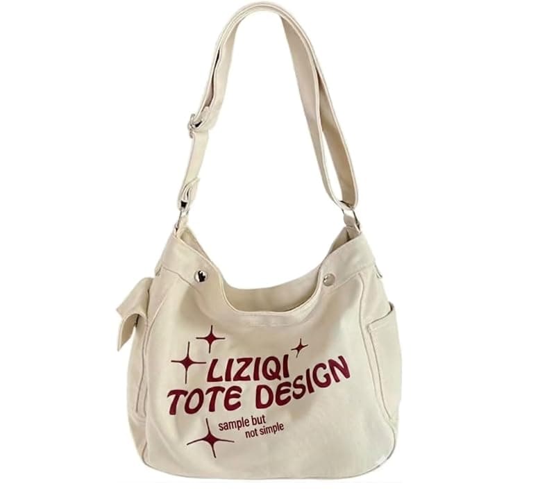 LIZIQI Canvas Messenger Bag for Men Women - Vintage Crossbody Sling Bag for Laptop Travel Office College Gym - Aesthetic Shoulder Handbag One Side Tote Bag