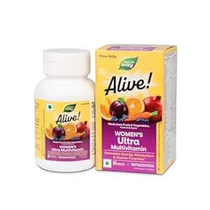 Nature’s Way Alive Women’s Ultra Multivitamin - Comprehensive Daily Multi vitamin for Total Wellness, Immunity ,Bone & Muscle Function. With Vitamin A,B,C,D,Zinc,Calcium ,Biotin & Magnesium- 60 Veg Tablets