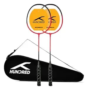 Hundred Powertek Ultra X Set of 2 Strung Badminton Racket with Full Cover | Beginner Friendly Combo