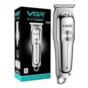 VGR V-071 Professional Beard Trimmer for Men, 2X Fast Charging, USB Type C, 120 Min Runtime, Hair Trimmer, Cordless, 3 Length Settings, 2 Year Warranty (Silver)
