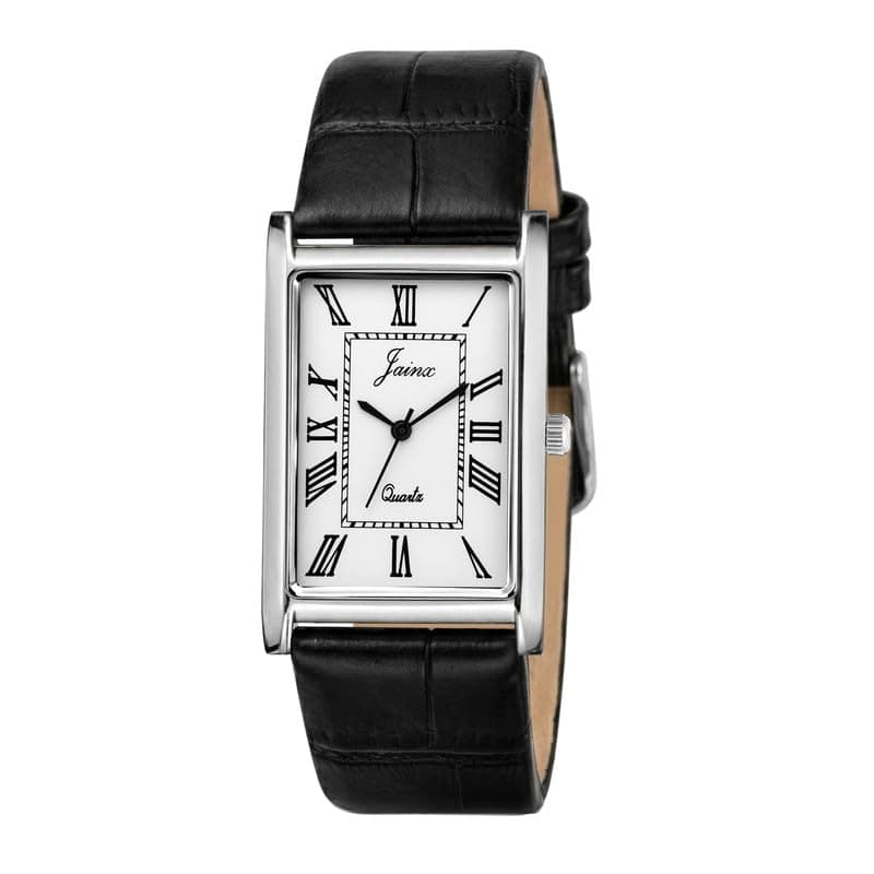 jainx Executive Rectangular Shape Black Leather Strap Analog Wrist Watch for Men