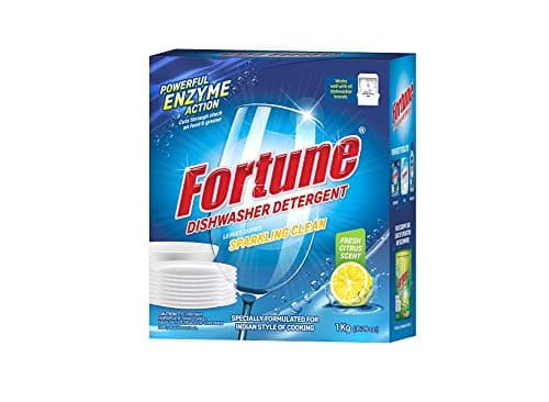 Fortune Dishwasher Detergent Powder - 1 Kg| Powerful Enzyme Cleaning for Tough Grease & Food Stains | Designed for Indian Cooking | For All Dishwashers