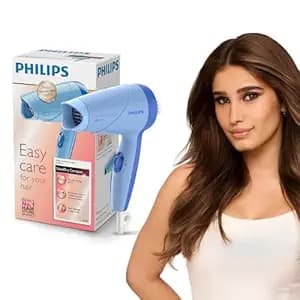 Philips India's No.1 Hair Styling Brand -Hair Dryer 1000W |Blow Dry for Men & Women | 2 Heat Settings| ThermoProtect tech |Travel-Friendly, Quick Dry, Frizz Control | For Indian Hair | HP8100/60 Blue