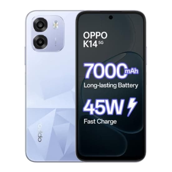 OPPO K14 5G Smartphone, ICY Blue, 6GB RAM, 128GB Storage, 7000 mAh Battery