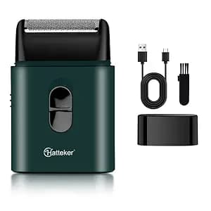 HATTEKER HT-911 Professional Electric Ultra-Thin Shaver Rechargeable Razor for Face Care Beard Trimmer Reciprocating Blade with USB for Men's - Green