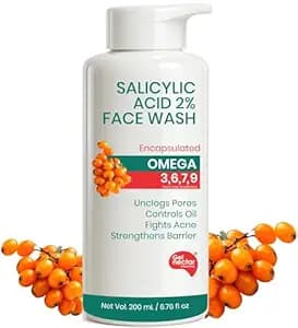 Get Nectar Happiness Korean Glow Essence 2% Salicylic Acid Face Wash for Oily & Acne-Prone Skin | Encapsulated | Omega 3,6,7,9 | Unclogs Pores, Controls Oil, Fights Acne, Soothes Redness 200ml(Pack Of 1)