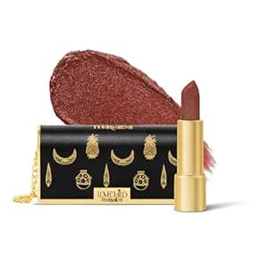 LoveChild Masaba "The Batua" Lipstick, Crunchy Mirchi (Brownish Red) Rich Satin Finish Lipstick with Built-in Mirror, Hydrating, Nourishing Formula with Jojoba Oil, 4g