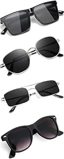 Sheomy Unisex Combo offer pack of 4 shades glasses White Black Candy MC stan Rectangular Retro Vintage Narrow Non-Polarized Sunglasses Small Narrow Square Sun Glasses Combo offer pack (Medium)