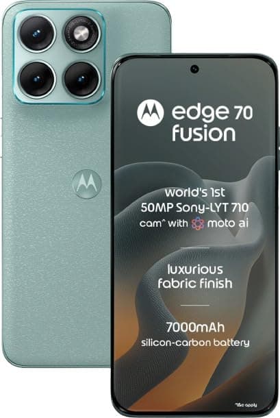 Motorola Edge 70 Fusion (Pantone Blue Surf, 8GB RAM, 128GB Storage) | 6.78" 1.5K 144Hz AMOLED Display | Snapdragon 7s Gen 4 | 50MP Sony LYTIA 710 OIS | 32MP Selfie | 7000mAh Battery | 68W TurboPower |