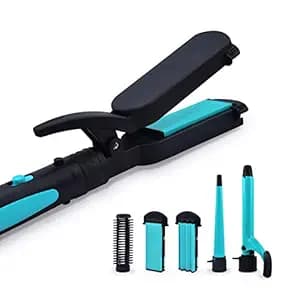 Havells 5-in-1 Multi Styling Kit - Straightener, Curler, Crimper, Conical Curler & Volume Brush | For Multiple Hair Styles | 2 Years Guarantee | Blue/Black | HC4045