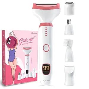 Lifelong Bikini & Full Body Trimmer for Woman | 6in1 Sensitive Painless Intimate Hair Remover Trimmer |Body, Private Parts, Eyebrow, Nose & Facial Hair Removal Machine|2Hr Runtime, TypeC, LED Display