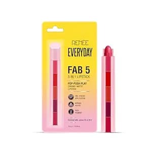 RENEE Everyday Fab 5 5-in-1 Lipstick | 5 Shades In 1 Stick, Matte Finish, Intense Colour Pay-off | Creamy Formula, Glides Easily, One Stroke Application | With Jojoba Oil & Vitamin E | 7.5 g