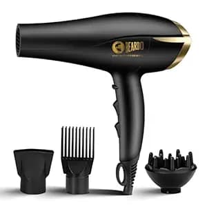 BEARDO Studio Professional Tornado Hair Dryer With 2000 Watts Power|Ac Motor, Concentrator, Diffuser, 2 Speeds, 3 Temperature Settings & Cool Shot Feature|For Professional Drying Experience|Black