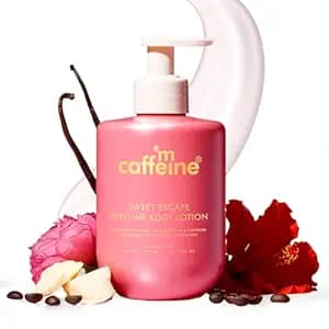 mCaffeine Sweet Escape Perfume Body Lotion 300ml| Niacinamide, Cocoa & Shea Butter | Deep Moisturization for Women & Men | Lightweight, Non-Sticky & Daily Use | Fruity-Floral Fragrance | Summer Body Cream For Dry Skin
