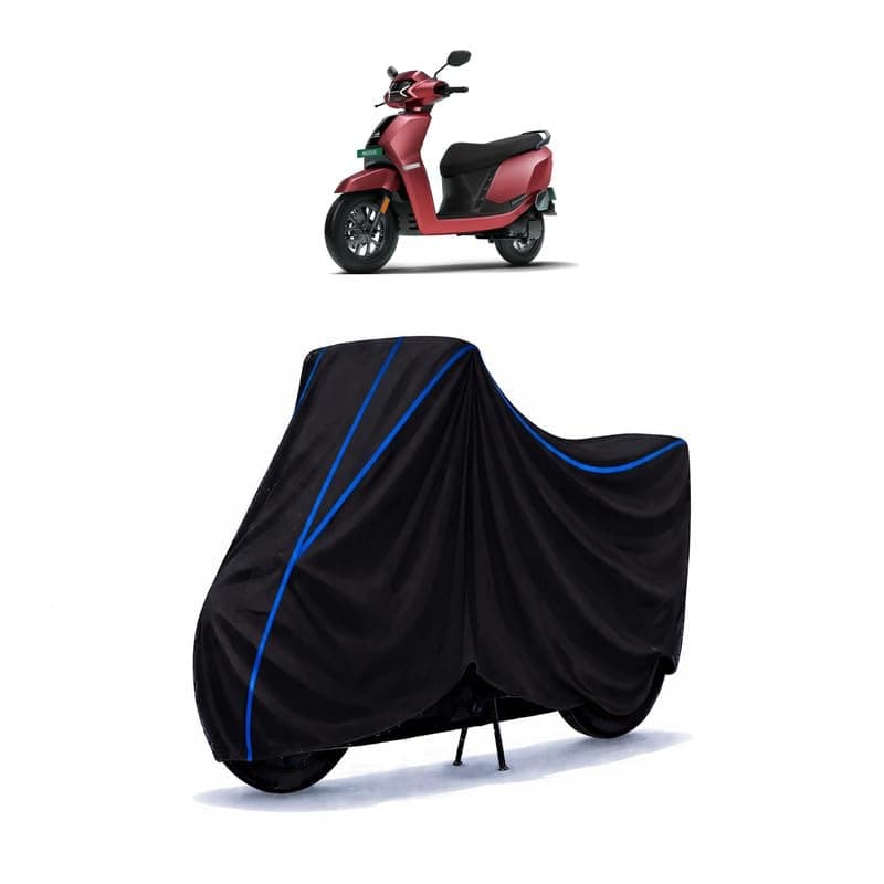 Scooty Cover Water Resistant for Nexus ST | Universal Scooter & Bike Cover | Heavy Duty UV Dust, Rain & Scratch Protection | Elastic Fit All Weather Indoor Outdoor | Black with Blue Piping