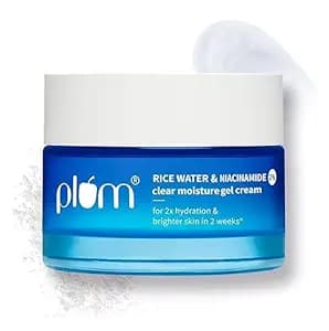 Plum 2% Niacinamide & Rice Water Superlight Gel Cream Moisturizer for Face | Oil-Free Hydration | Brightens, Fades Blemishes | Dermat-Tested | All Skin Types | Women & Men | 100% Vegan | 50 g