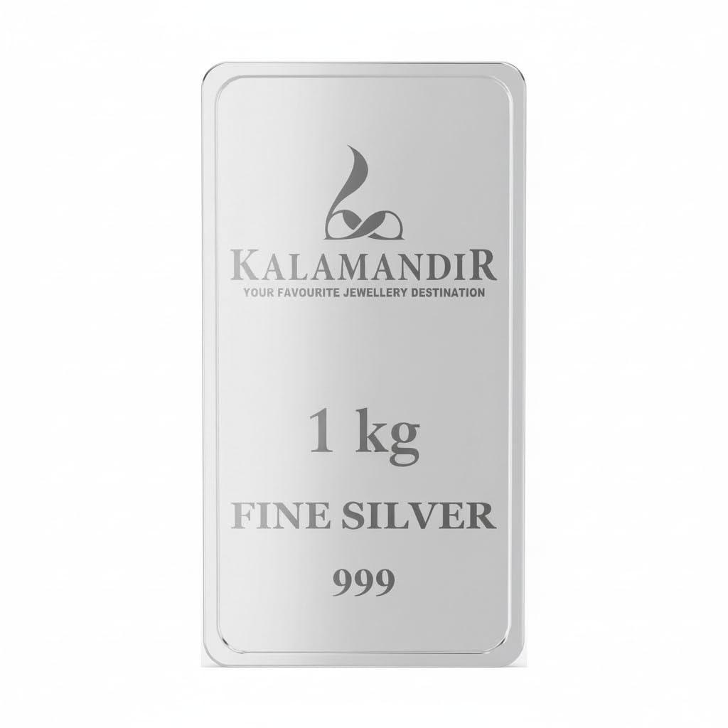 KALAMANDIR 999 Fine Silver Bar 1000-gm/1-kg | Ultra High Purity, Tree Design 2D Emboss Logo with Certificate of Authenticity