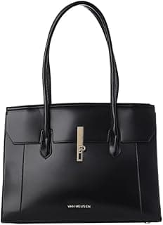 Van Heusen Women's Classic Black Laptop Bag |Stylish & Elegant| Fits Upto 15 Inch Laptop | Office Bag