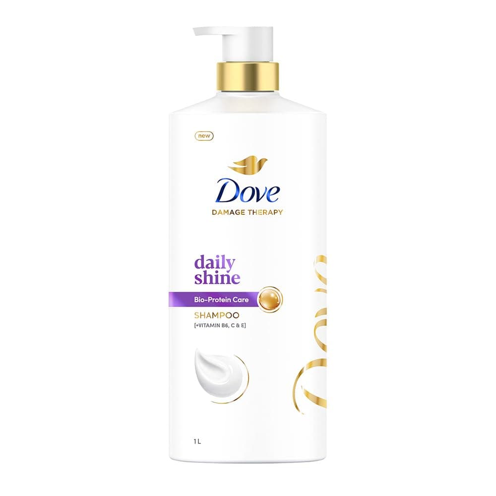 Dove Daily Shine Shampoo 1 L|| For Damaged or Frizzy Hair|| Makes Hair Soft|| Shiny And Smooth - Mild Daily Shampoo for Men & Women