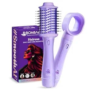 Bombae Hairess Ionic 3-In-1 Hot Air Brush Dryer, Curl, Volumizer & Straightener|Hair Dryer For Woman|Blow Dryer For Women|Hot Hair Brush|Hair Blow Dry Brush|Hair Styling Tools|1200W Power, Ceramic-Coated, 360° Airflow For Frizz-Free Styling