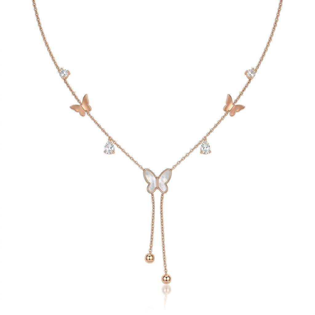 SALTY Anti Tarnish Radiant Butterfly Tassel Pendant Necklace for Women | Stylish Locket Chain | Latest Fashion Jewellery Accessories for Girls | Minimal Jewelry | Ideal for Gifting | Marriage, Birthday | Gift for Valentine Day...
