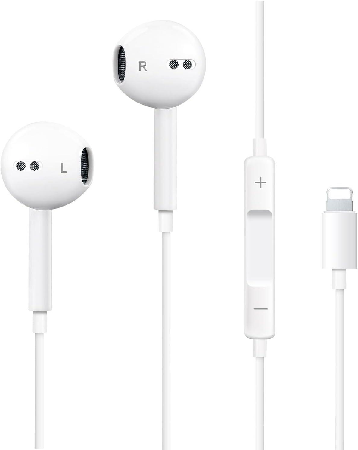 Wired Original Earphone with Microphone - Stereo in-Ear in Ear Headphones Compatible with iPhones7/8/X/XS/XR/11/12/13/14 Pro - Noise-Isolating, Stereo Sound, White BY Thunder Eagle