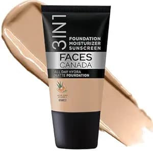 FACESCANADA Cream All Day Hydra Matte Foundation - Mini|3in1 Foundation + Moisturizer + SPF 30|24 HR Aloe Hydration & Vitamin C| 10HR Wear | Medium to High Buildable Coverage | Medium Natural (18 ml)