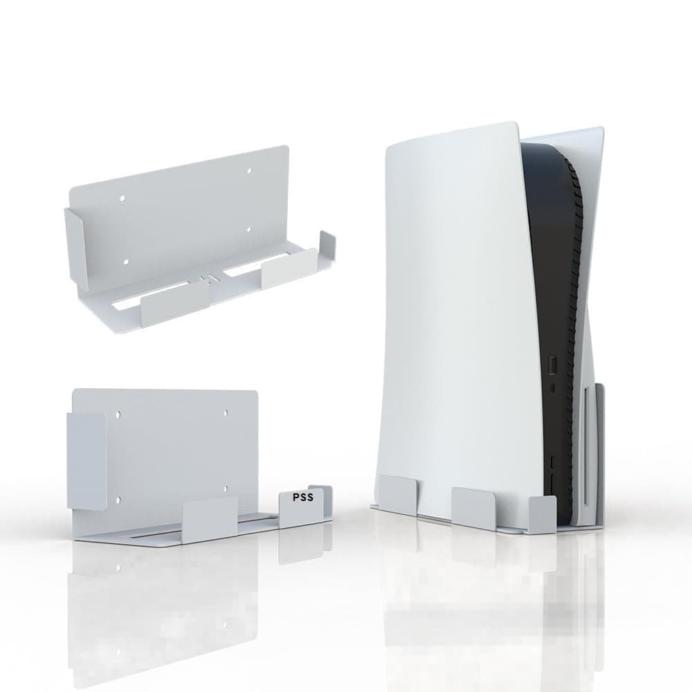 PSS Compatible with PS5 /PS5 Slim/ PS5 Pro Wall Mount Stand Newest Wall Mount Bracket for PS5 (Disc and Digital), Stable Wall Hanging Vertical Stand for PS5 Console Wall Mounting/Holder/Rack (White)