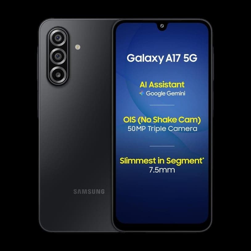 Samsung Galaxy A17 5G (Black, 8GB RAM, 128GB Storage) | 50 MP No Shake Camera | Gemini Live | Circle to Search | Super AMOLED | Corning Gorilla Glass Victus | 7.5mm Sleek | AI