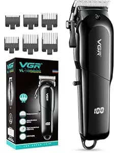 VGR VL-118 Limited Edition Professional Corded & Cordless Hair Clipper | LED Display | 6 Length Settings | 200 min Runtime | Ultra-Sharp Blades | 2000mAh Battery | Salon-Grade Grooming (Black)