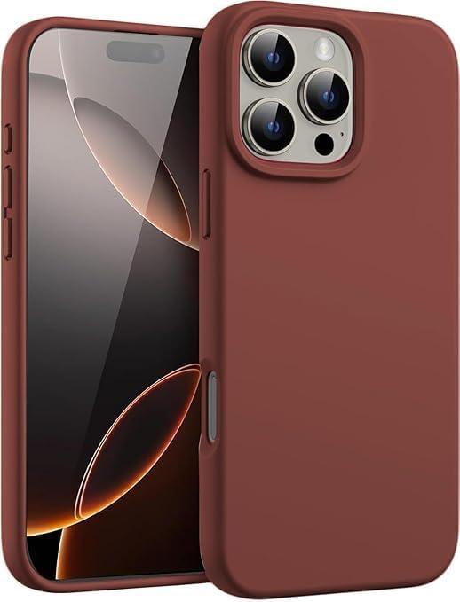 DIZORO Compatible for iPhone 16 Pro Case 6.3, Slim Liquid Silicone 3 Layers Full Covered Soft Gel Rubber Phone Case Protective Cover 6.3 Inch Brown