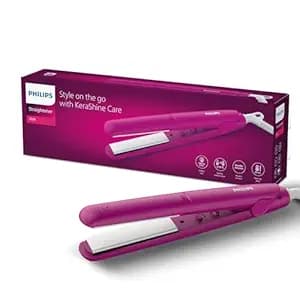 Philips India's No.1 Hair Styling Brand Hair Straightener, Long-Lasting Salon like Results, Frizz Control,Shine, Ceramic Plates Even Heat 200°C, Narrow Plates for Precision, For Indian Hair, BHS252