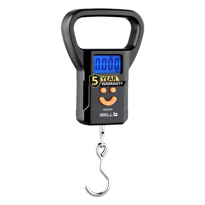 iBELL LS520M Luggage Weighing Scale, Portable, 50 KG, Hook Type with Digital LED Screen, Tare Function, Auto Power off, Data Look Function, Over Load & Low battery Indicator (Black)