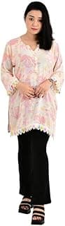 SAKHI COLLECTION Women Printed Rayon Kurti, Soft Stretchable Fabric, Casual Straight Kurta with 3/4 Sleeves, Lightweight Comfortable Ethnic Tunic for Office, Home & Summer Wear