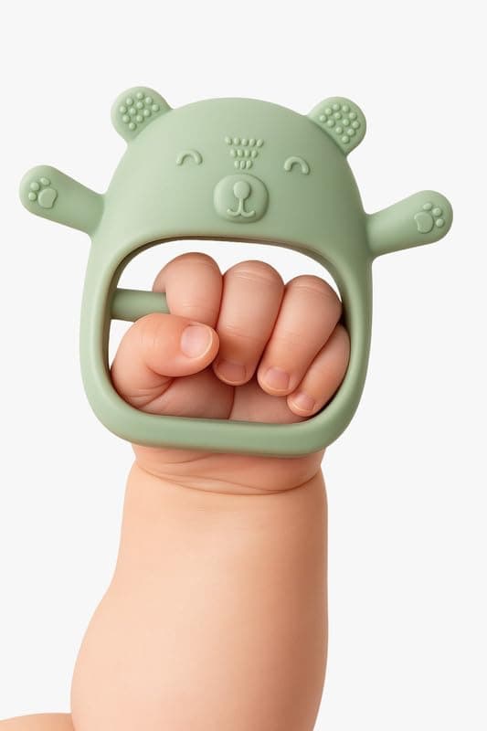 Nubo Nubokind Koala Wrist-Fit No-Drop Teether, BIS Certified 100% Food-Grade Silicone, Dual-Textured Molar Relief, Sage Green, Single Pack