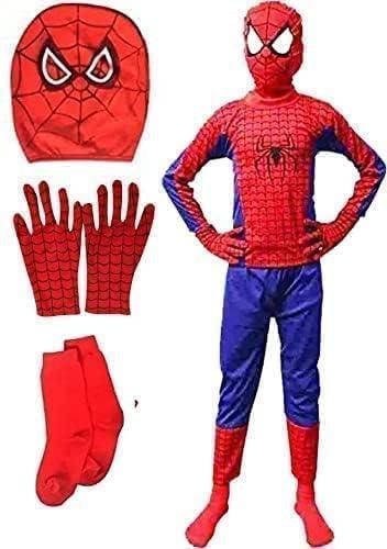 MODERNAZ Superhero costume for kids boys & girls | 4-piece fancy dress Set with mask & gloves socks | birthday & halloween wear (8-9 years)