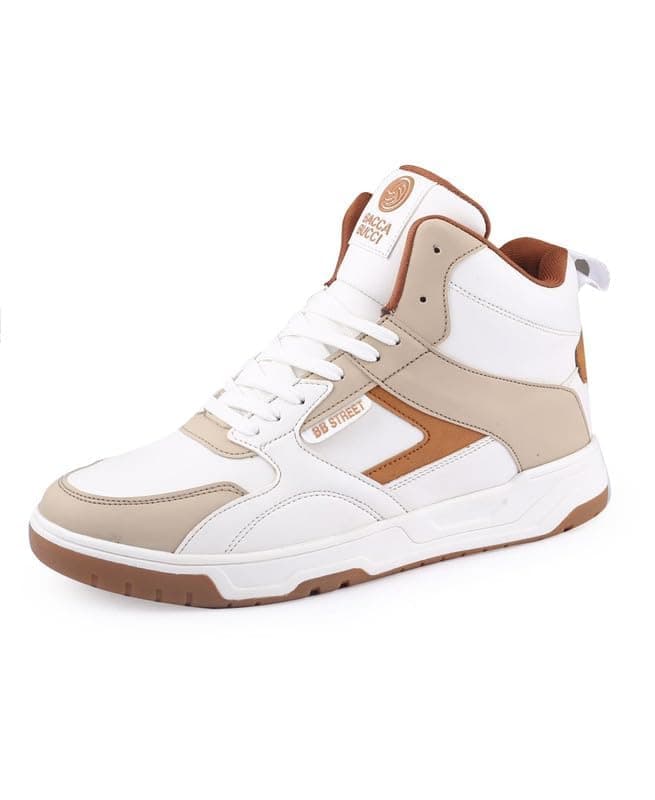 Bacca Bucci Mens Cappuccino Skystompers: Retro High-Top Charm With Modern Comfort Tech- White, Size Uk9