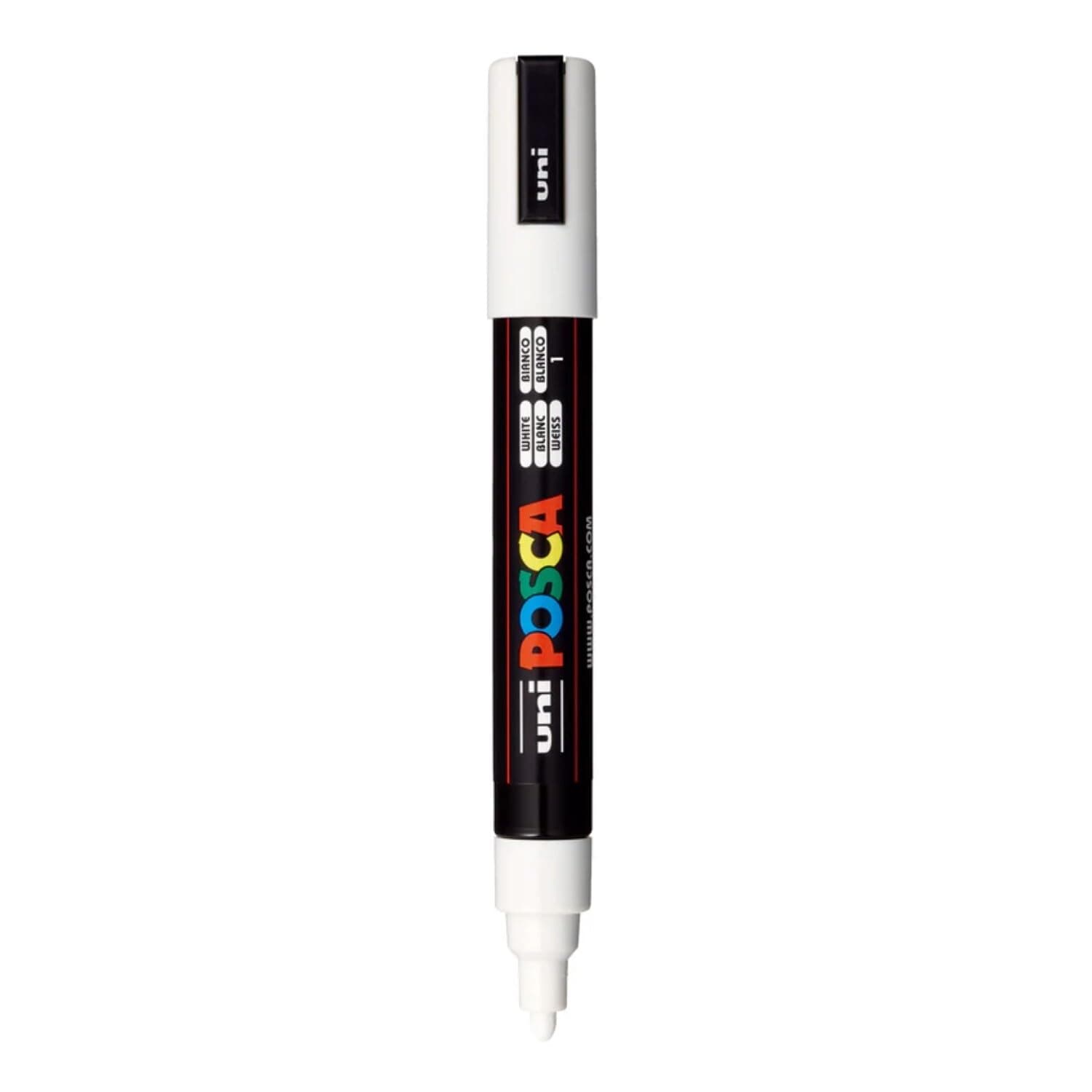 POSCA PC-5M Marker | 1.8-2.5 mm Bullet Shaped Tip (White Ink)