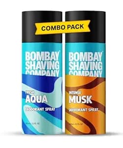 Bombay Shaving Company Deodorant Aerosol Combo - Aqua & Musk - 150Ml X 2 |Deodorant For Men Long Lasting| 300 ML (Lemon)