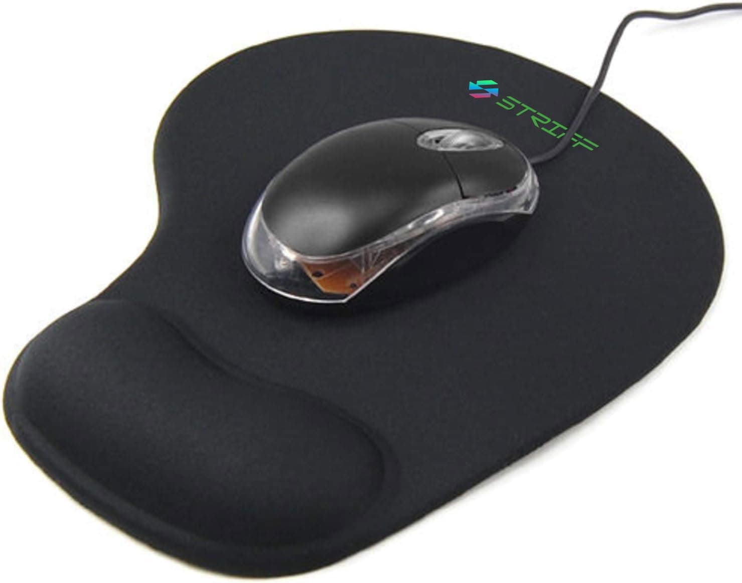 STRIFF Ergonomic Mouse Pad with Gel Wrist Rest| Comfortable Wrist Support Non-Slip PU Base | Smooth Surface for Precise Tracking | Durable, Washable | Ideal for Office, Home, Laptop & Desktop | Black