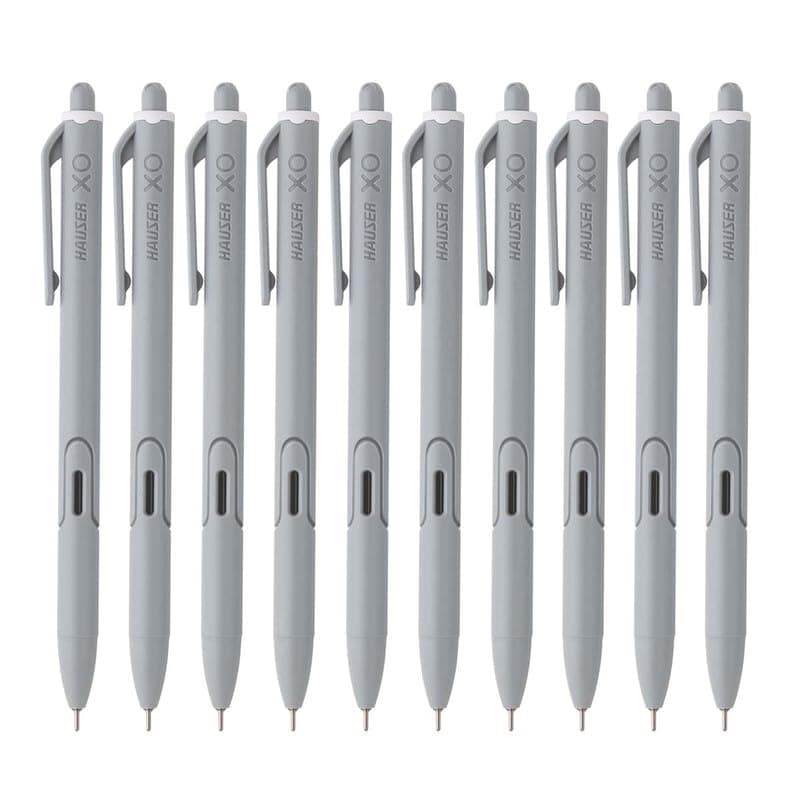 Hauser XO RT Retractable Ball Pen | Sleek Body & Minimalistic Design | Matt Finish & Solid Body Type | Low Viscosity Ink With Ultra Durable Tip | Black Ink, Set Of 10