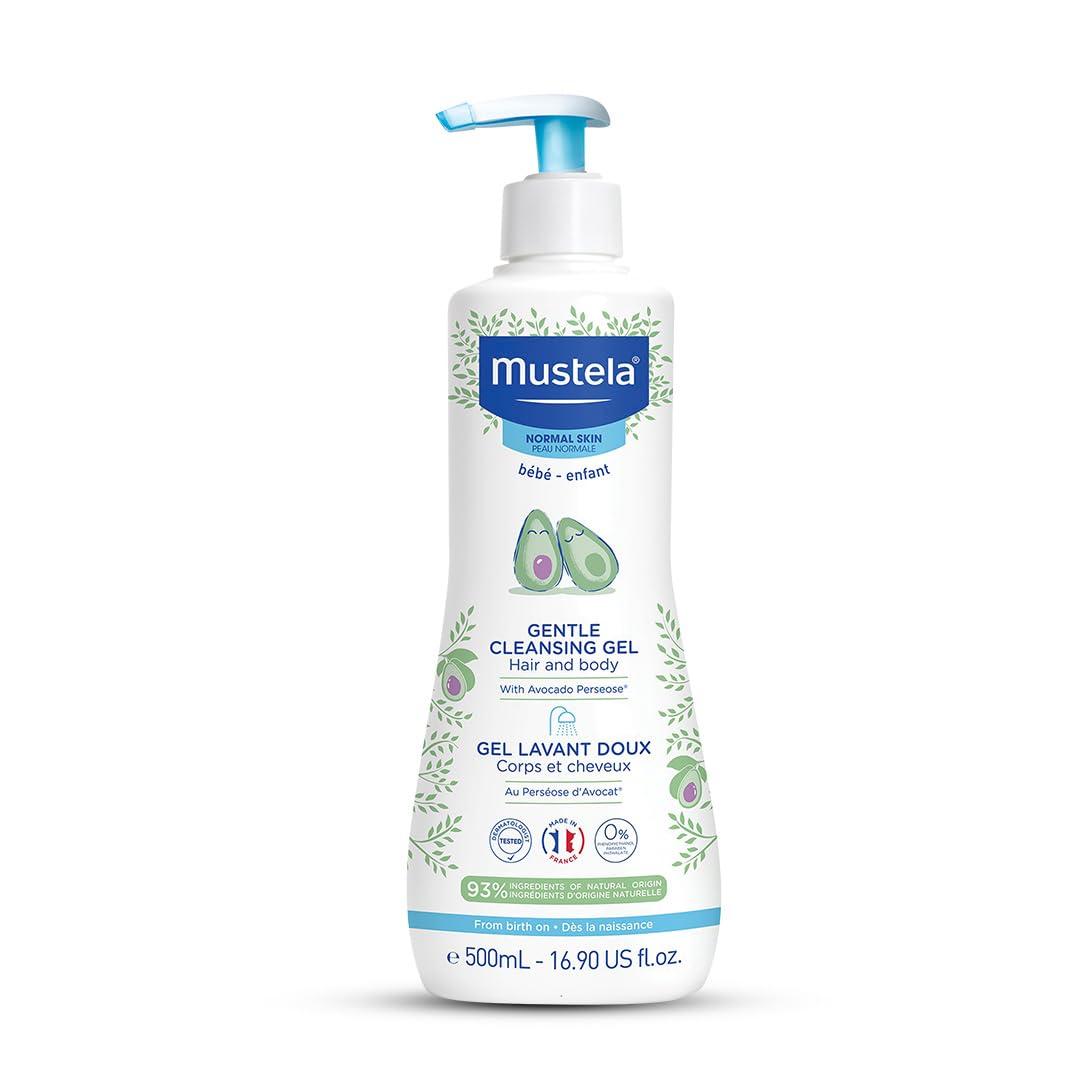 Mustela Gentle Foaming Cleansing Gel for Baby & Child – Daily Use Body & Hair Wash – Avocado Perseose, Vitamin B5 – Moisturizes & Soothes Delicate Skin – 500ml