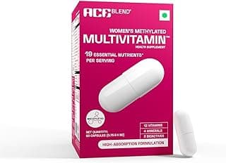Ace Blend Multivitamin Capsules for Women | Pack of 60 | With Iron & Methylated Multivitamin | 19 Essential Nutrients with Quatrefolic, MenaQ7 K2 & Vitashine D3 | Supports Hormonal Balance & Immunity