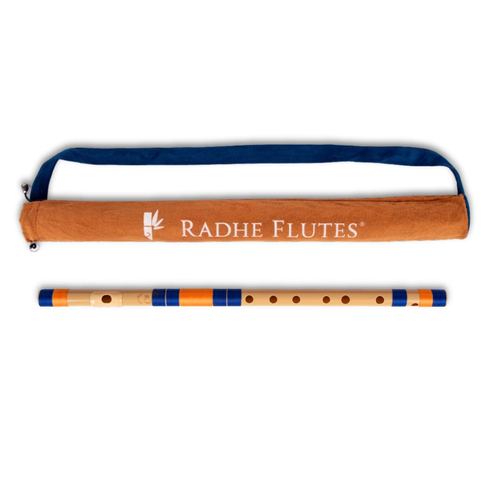 Radhe Flutes | PVC Fiber | C Sharp | Right Handed | Dark Blue & Orange Threads | Assorted Colours for Velvet Cover + Complete Flute Beginners Online Course In Hindi and English