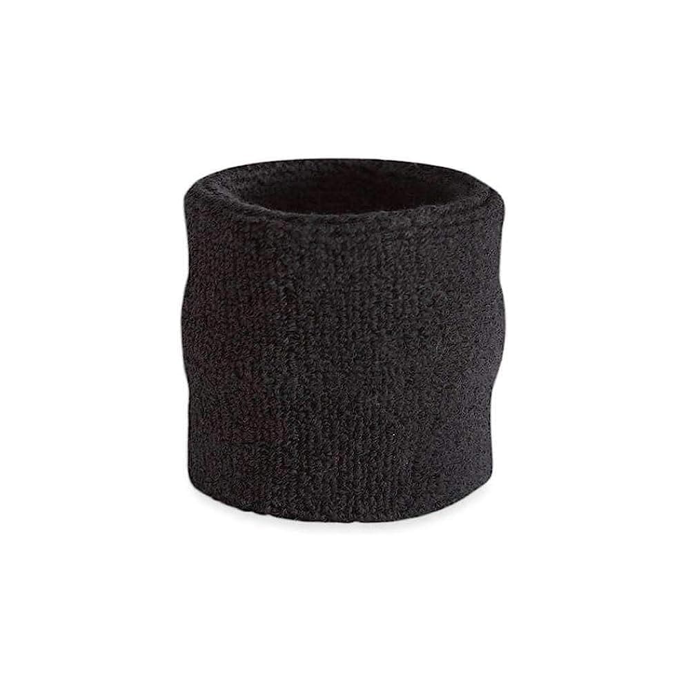 AMIFIT 3 x 3 Inch Wrist Sweatbands Tennis Wrist Bands Absorbent Sweatbands for Football Basketball Running Athletic Sports and Working Out, Pack of 1 (Black)