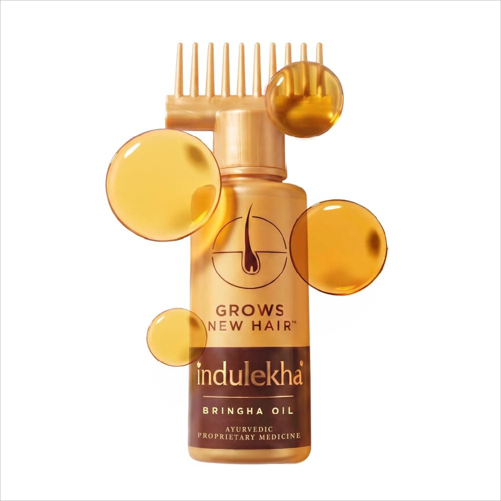 Indulekha Ayurvedic Hair Growth Oil with Bringha, Rosemary, Amla | Clinically Proven to reduce Hair Fall and Grows New Hair | 100% Ayurvedic | For men and women, 100ml