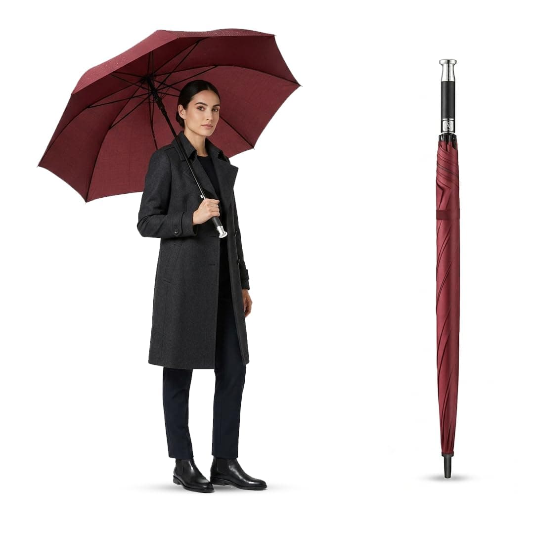 Roughhouse Windproof Double Canopy Umbrella | Automatic Open | Heavy Duty Large Coverage Rain Umbrella with Ergonomic Handle | Waterproof All Weather Umbrella for Men, Women & Kids