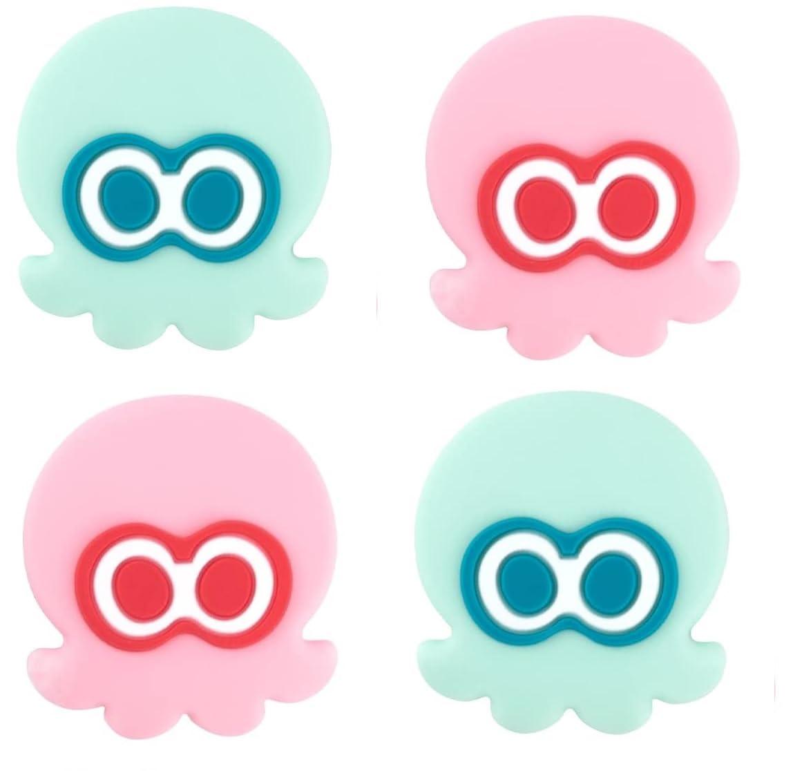 TMG Thumb Grips Caps for Switch Lite | Switch |Switch OLED Cute Soft Joystick Button Caps Splatoon Octopus silicone Protective Cover,(4PCS)